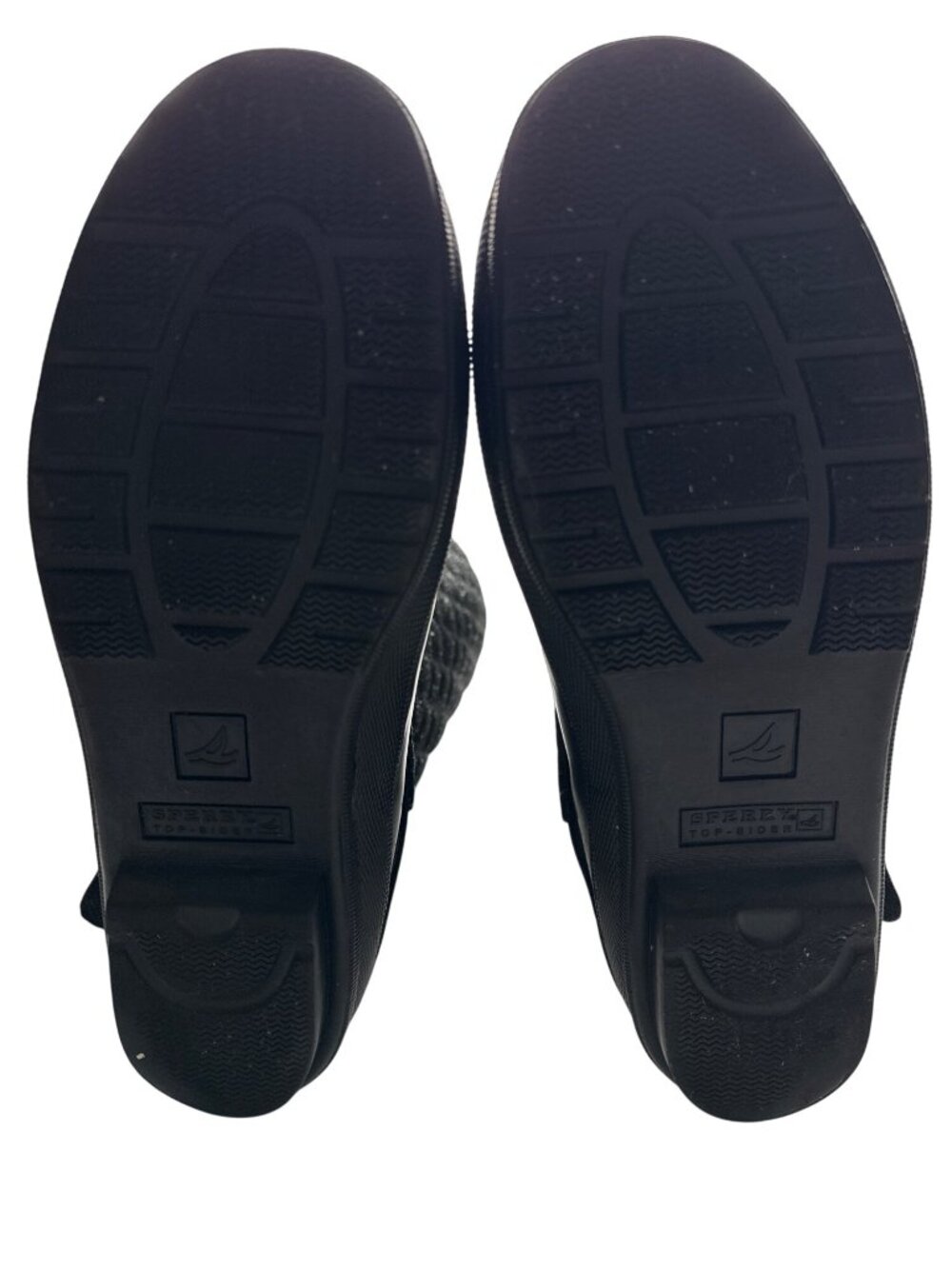 Sperry Black Glitter Quilted Waterproof Rubber Rain Boots Top Sider Size 9 - Picture 7 of 8